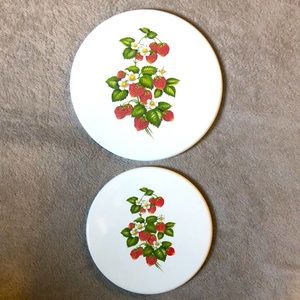 Vintage Stove Top Burner Covers, Featuring Strawberries- Makes Cute Wall Decor